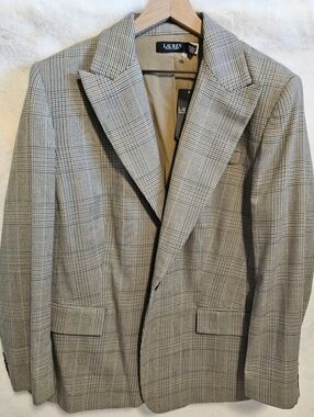 Lauren Ralph Lauren Women's Long-sleeve Plaid Blazer Color Brown  Beige Size 20W